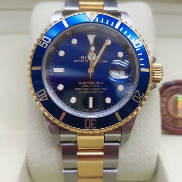 Rolex Submariner δίχρωμο με μπλε καντράν μετά το service