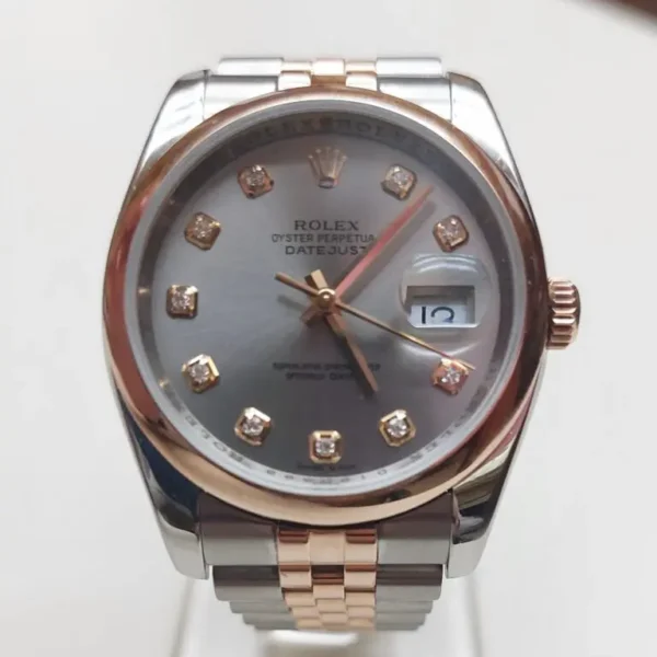 Δίχρωμο Rolex Datejust με καντράν με διαμάντια μετά τον καθαρισμό