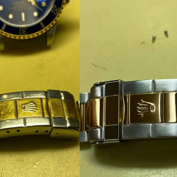 Μπρασελέ Rolex Jubilee · πριν και μετά το γυάλισμα